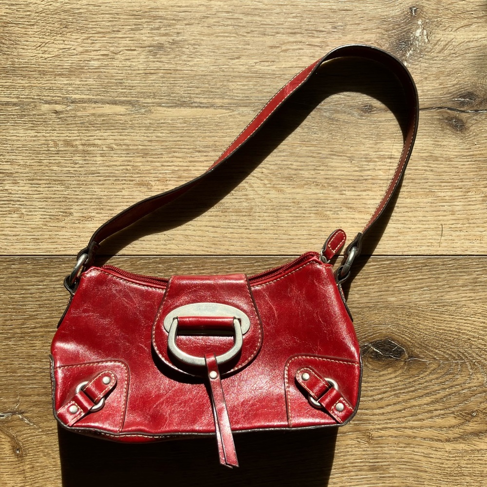 90s vintage red leather Hillard & Hanson bag